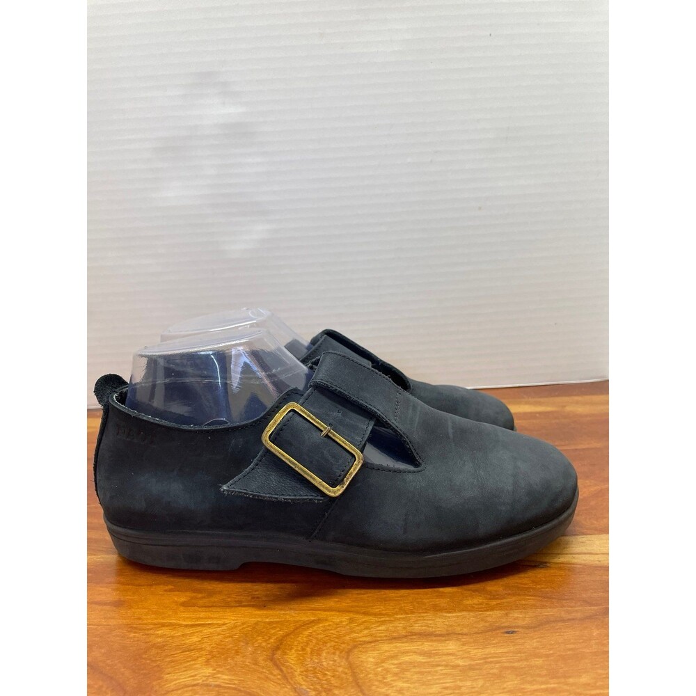 Naot Women's Black Nubuck Mary Jane Loafers with Gold Buckle
